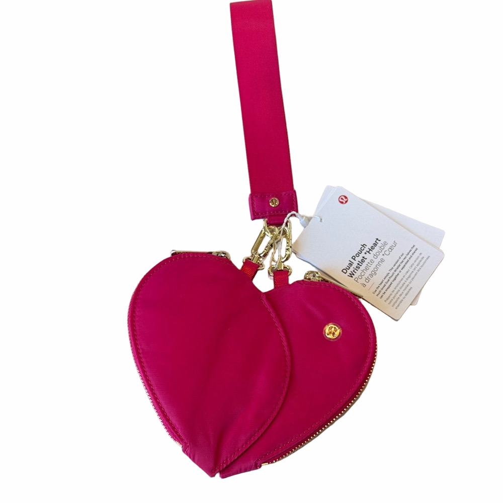 NEW Lululemon Dual Pouch Wristlet Heart in Passionate Gold Limited Gift Sold Out